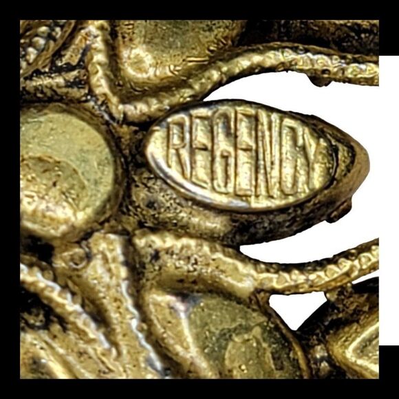 Vintage REGENCY Butterfly Brooch Aurora Borealis Citrine Rhinestones Brown Orang - Picture 6 of 7